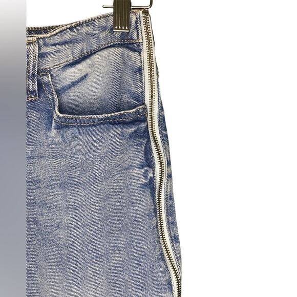 Women’s Side Zip High Rise Ankle Frayed Crop Blue Denim Jeans Wild Fable - Picture 3 of 6